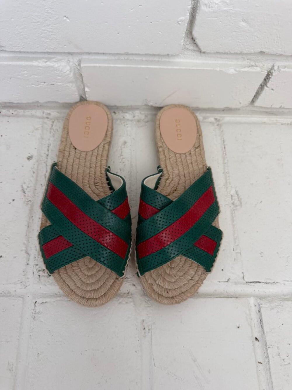 Gucci Web Crisscross Espadrille Slides EU 36.5 Women's 6.5